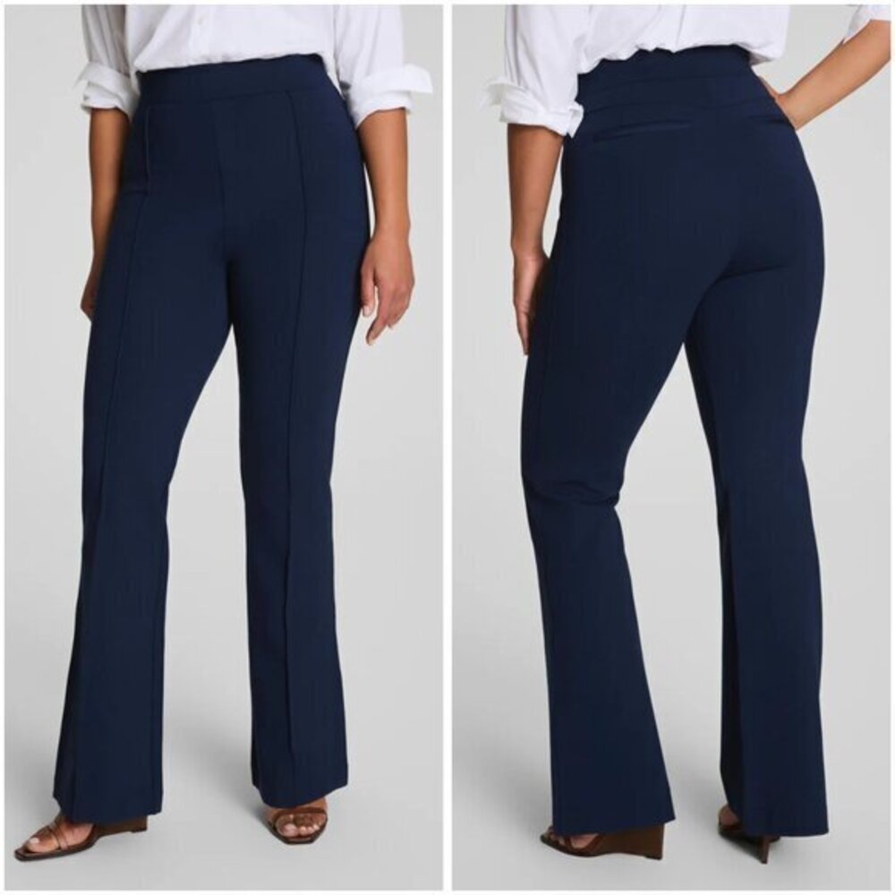 SPANX Supersmooth PerfectFit Ponte Flare Stretch Pant in Navy Blue Size S
